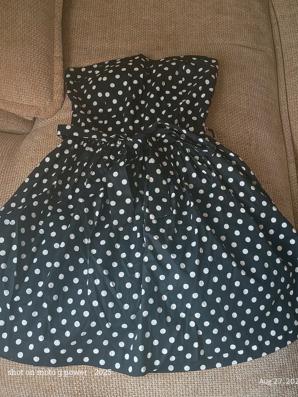 Active USA Black and White Polka Dot Strapless Girls Dress